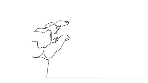 Hand holding pill, capsule, tablet animated illustration. One continuous self Stock Footage 299790917