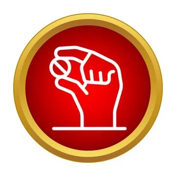 Hand holding a pill icon in red circle Stock Illustration