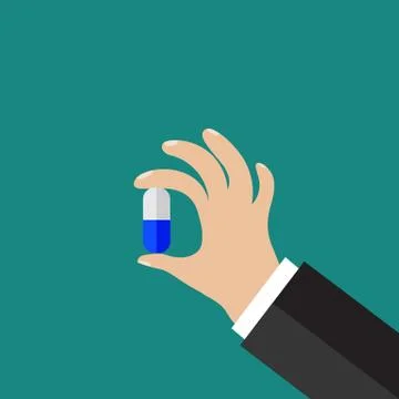 Hand holding a pill Stock Illustration