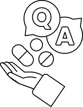 A hand holding pills and a question mark Stock Illustration