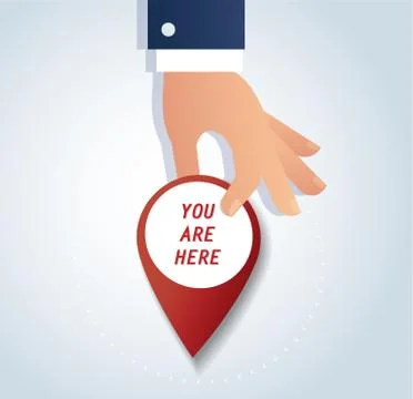 Hand holding pin icon, red locatin icon vector illustrations Stock Illustration
