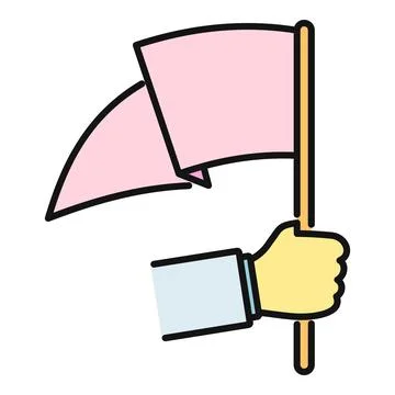 Hand holding pink flag achieving success goal Stock Illustration