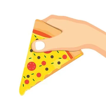 Hand holding the pizza. Stock Illustration