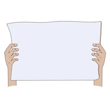 Hand holding placard with empty space for text, man hand swinging board with  Stock Illustration