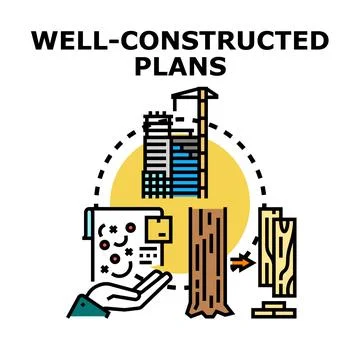 Hand holding plans for well constructed construction project Stock Illustration