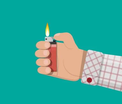 Hand holding plastic lighter Stock Illustration
