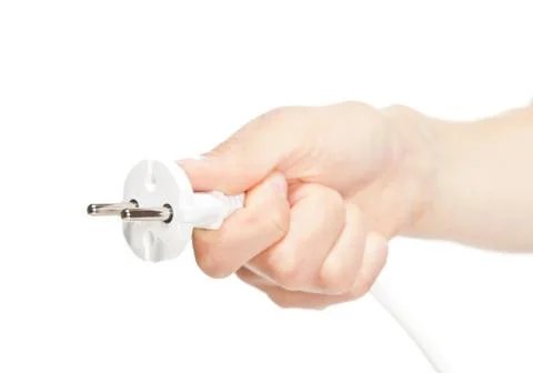 Hand holding plug Stock Photos
