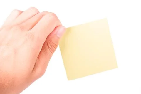 Hand holding post it Stock Photos