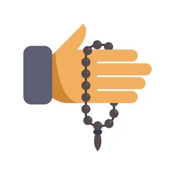 Hand holding prayer beads performing spiritual meditation Stock Illustration