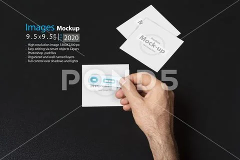 A hand holding a pregnancy test in fornt of image frames mock-up series PSD Template