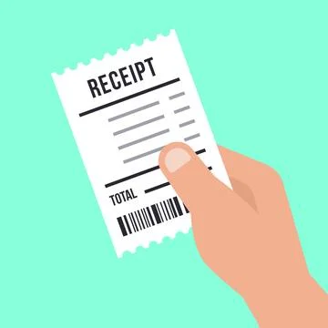 Hand Holding a Printed Receipt with Barcode Illustrazione stock