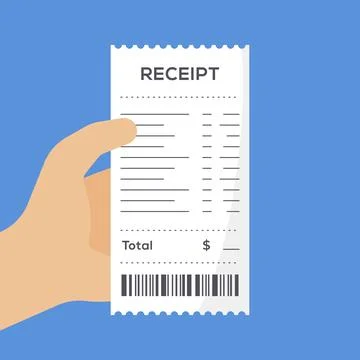 Hand Holding a Printed Receipt with Barcode Stock Illustration