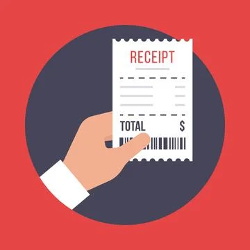 Hand Holding a Printed Receipt with Barcode Stock Illustration