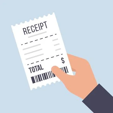Hand Holding a Printed Receipt with Barcode Stock Illustration