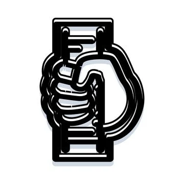 Hand holding prison bars concept illustration Stock Illustration