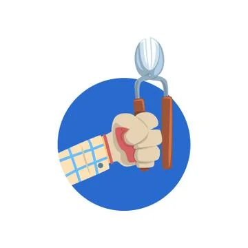 Hand holding pruner, symbol of the profession of a gardener cartoon vector Stock Illustration