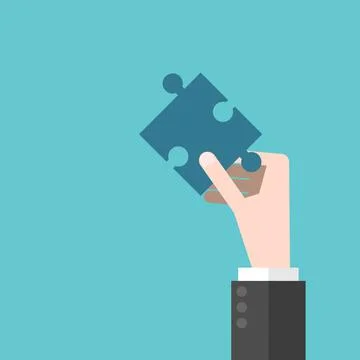 Hand holding puzzle Stock Illustration