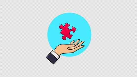Hand Holding Puzzle Problem and Solution Concept Animation Video – Transparent Stock Footage 273772176