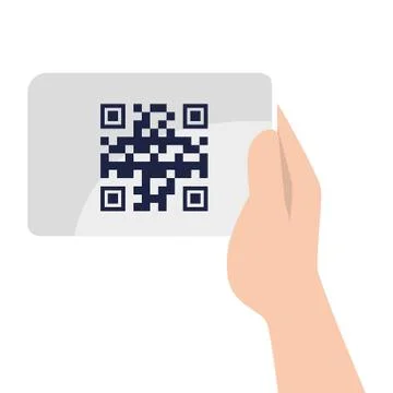 Hand holding qr code over paper vector design Stock Illustration