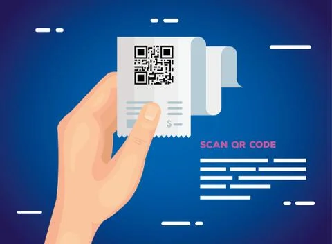 Hand holding qr code paper and padlock vector design Stock-Illustration