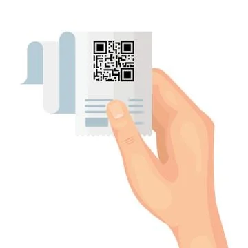 Hand holding qr code receipt paper vector design Illustrazione stock