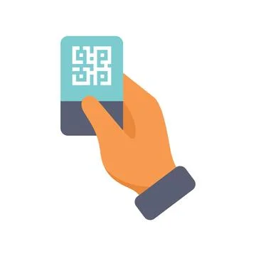 Hand holding qr code for scanning flat icon design Stock Illustration