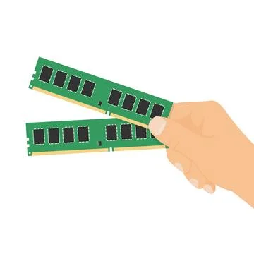 Hand Holding RAM Sticks - Computer Memory Upgrade Vector Illustration Stock Illustration