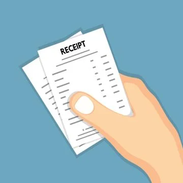 Hand holding receipt . Stock Illustration