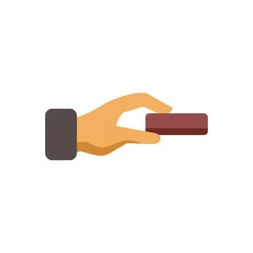 Hand holding rectangular block offering product service Stock Illustration