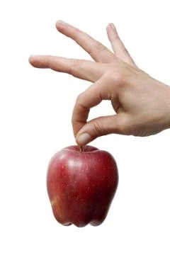 Hand holding a red apple Stock Photos