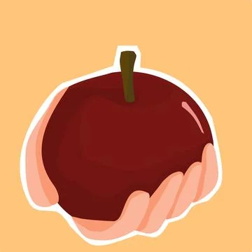Hand Holding a Red Apple Vector Illustration Stock Illustration