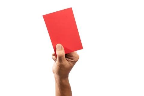 Hand holding a red card isolated on white background Stock Photos