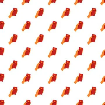 Hand holding red envelope money seamless pattern Stock Illustration