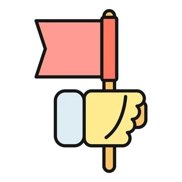 Hand holding red flag displaying achievement goals Stock Illustration