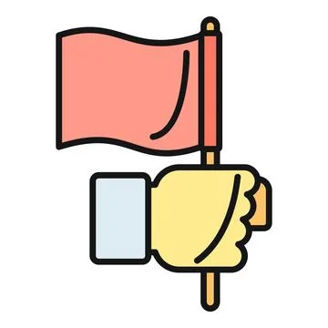 Hand holding red flag icon showing goal achievement Stock Illustration