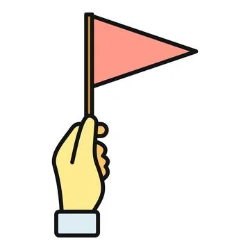 Hand holding red flag indicating achievement goal success Stock Illustration