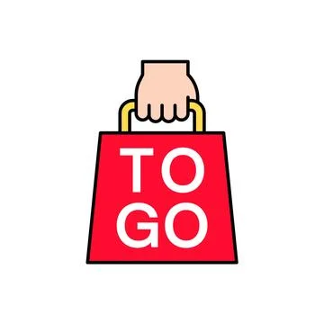 Hand Holding Red Gift Style Bag To Go Icon Stock Illustration