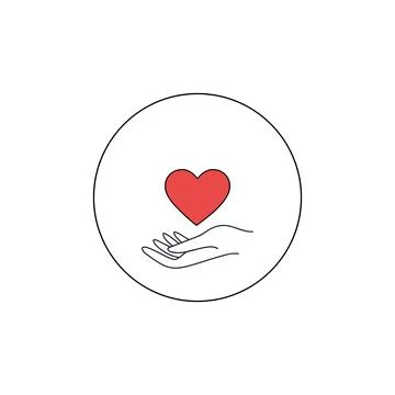 Hand holding red heart symbol in the shape of a circle Stock Illustration