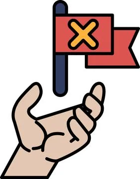 A hand holding a red X flag Stock Illustration