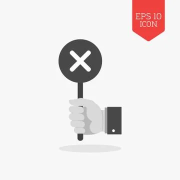 Hand holding reject, wrong sign icon. Flat design gray color symbol. Modern U Stock Illustration