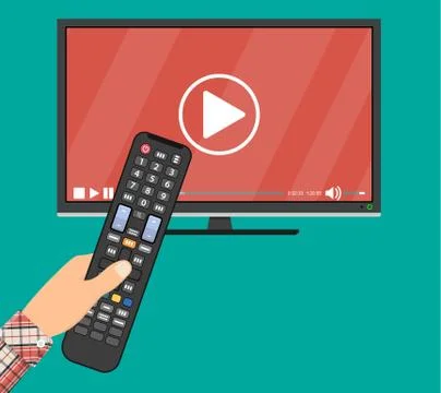 Hand holding remote control. Stock Illustration