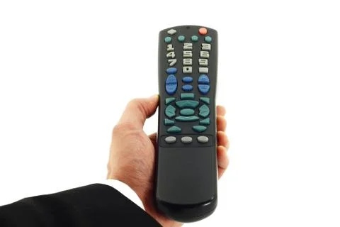 Hand Holding Remote Control Isolated On White Stock Photos