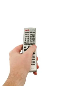 Hand holding remote control Stock Photos