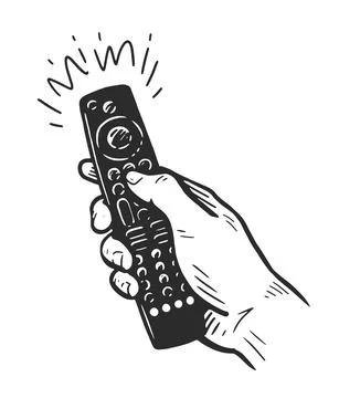 Hand holding remote controller pop art retro style. Control vector illustration Stock Illustration