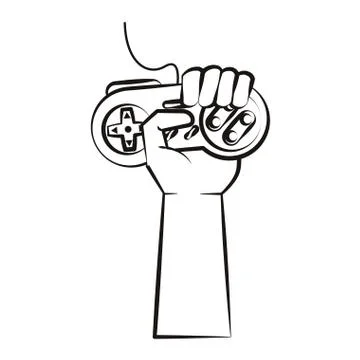 Hand holding retro gamepad Stock Illustration