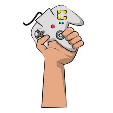 Hand holding retro gamepad Stock Illustration
