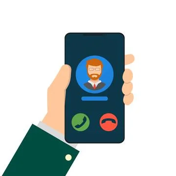 Hand holding a ringing phone, flat illustration Stock Illustration
