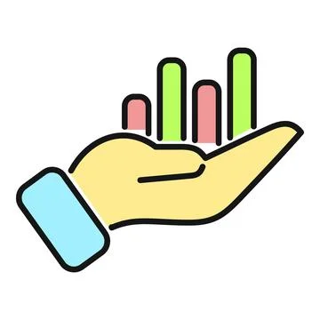 Hand holding rising bar chart demonstrating growth Stock Illustration