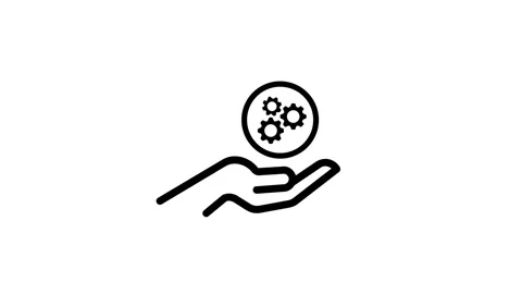 Hand holding rotating gears in a circle motion graphic loop footage. Stock-Footage 337443823