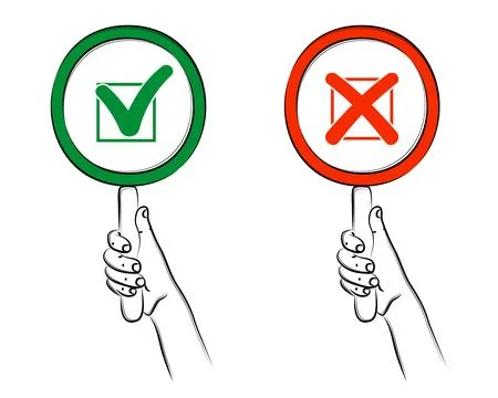 Hand holding round frame or card on handle. Mark X and Mark V Stock Illustration
